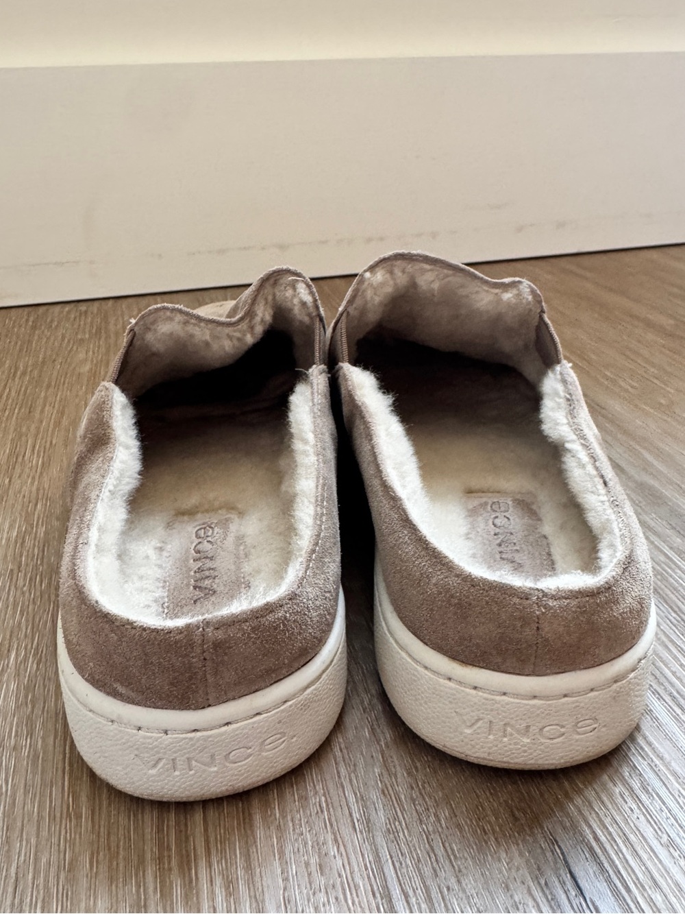 Vince Verrell Suede Shearling Lined Slip On Sneakers Taupe Women’s US 6 EU 36 - Picture 4 of 7